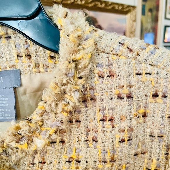 ECCOCI wool cotton mohair blend tweed blazer lined buttons SZ 6 beige yellow - Picture 5 of 9